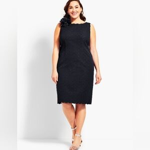 Talbots RSVP Womens Navy Blue Jacquard Dress Size 12 Scalloped Feminine Classic
